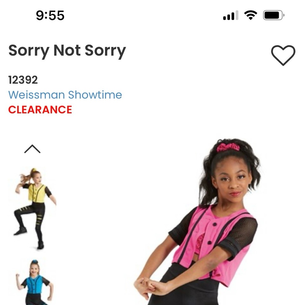 Weissman Sorry Not Sorry pink & black hip hop 2 piece top set - dance costume SA